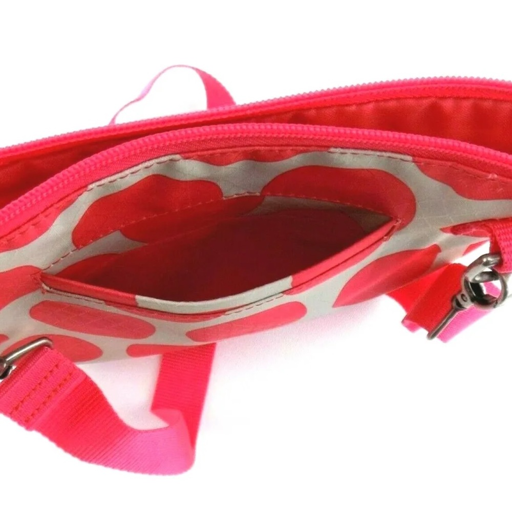 Thirty One Coral Mod Dot Nylon Crossbody Bag Purse Zip Top